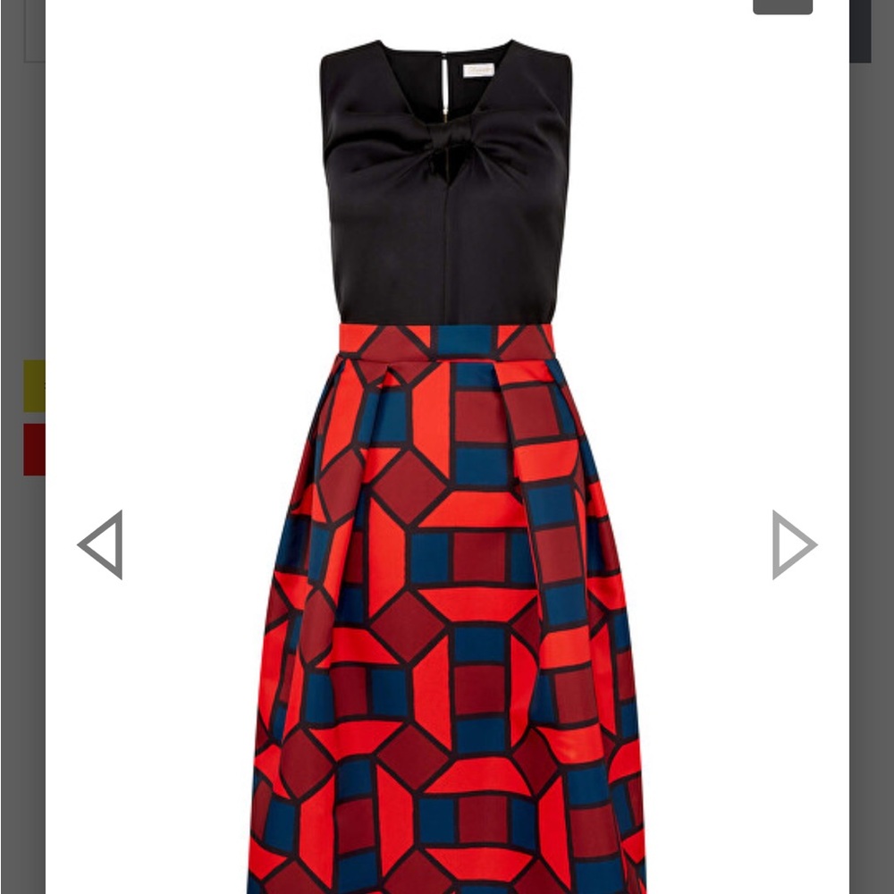 Elegant Black and Red Patterned Midi Dress